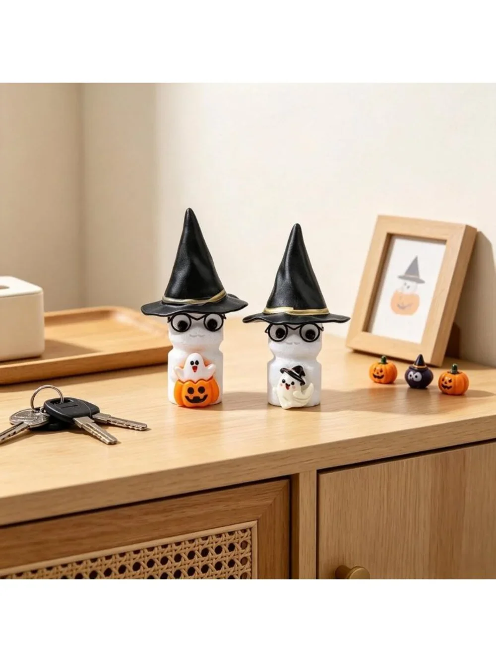 Adorable 2PC White Ghost Halloween Decor - 3.5